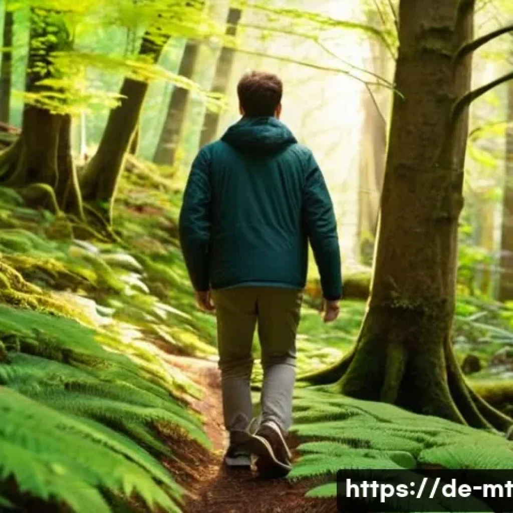 자연 체험이 주는 정신적 회복력 - **A Serene Forest Escape:** A young adult, male or female, dressed in comfortable, layered outdoor c...