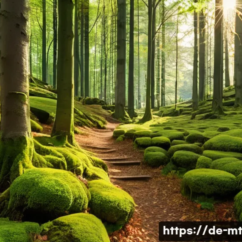 자연 환경이 주는 심리적 혜택의 과학적 근거 - A serene forest scene in Germany during early autumn, featuring tall, dense trees with golden and gr...