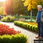 Home 20 자연 경험이 삶의 질 향상에 미치는 영향 - A serene urban park scene in Germany during early autumn, featuring a diverse group of people taking...