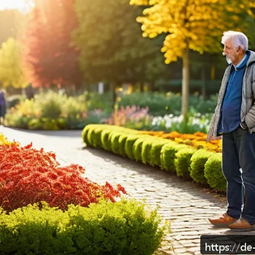 Home 15 자연 경험이 삶의 질 향상에 미치는 영향 - A serene urban park scene in Germany during early autumn, featuring a diverse group of people taking...